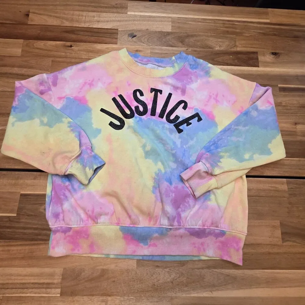 Girls 7/8 Justice Tie Dye Sweatshirt Wonder Nation Star Hoodie 2 Piece Bundle